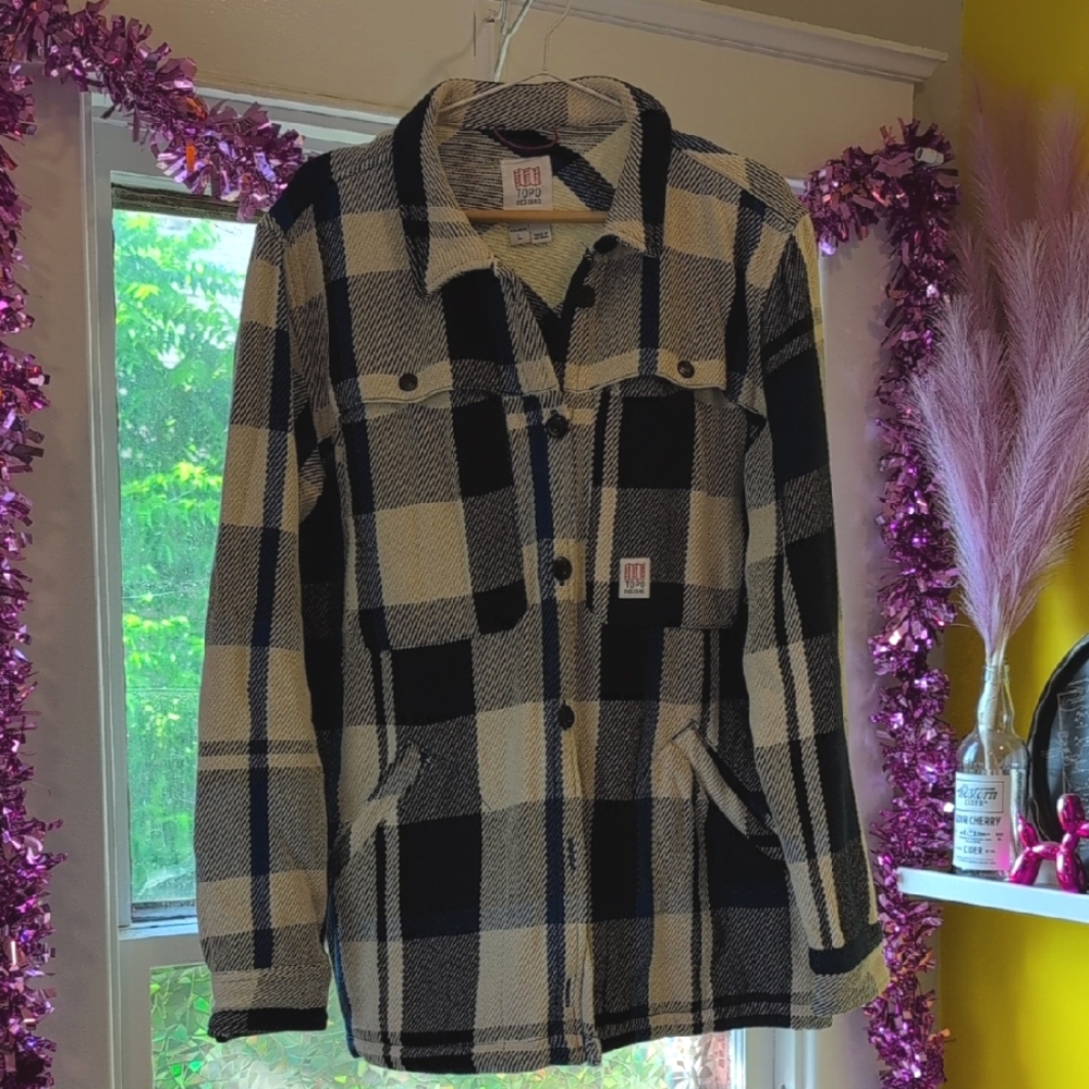 Women's l Topo Designs Blue, Black and Cream Plaid Jacket
